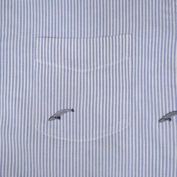j. Crew | Lightweight Oxford Pin-Striped Embroidered BlueWhale Button Down Shirt - Picture 14 of 15